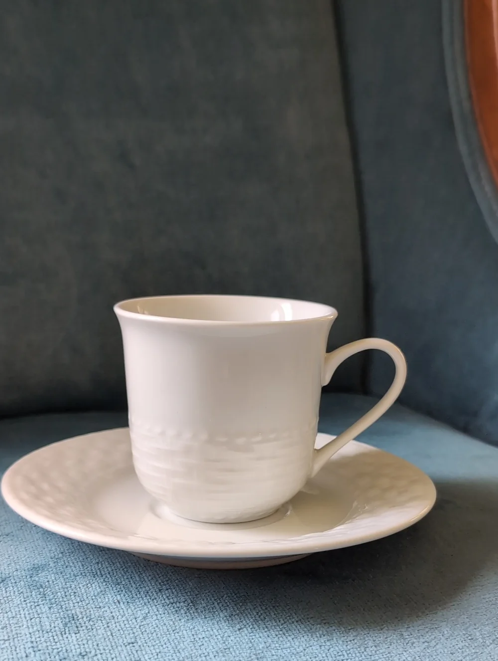 Gibson White Textured Ceramic Saucers - Set of 4